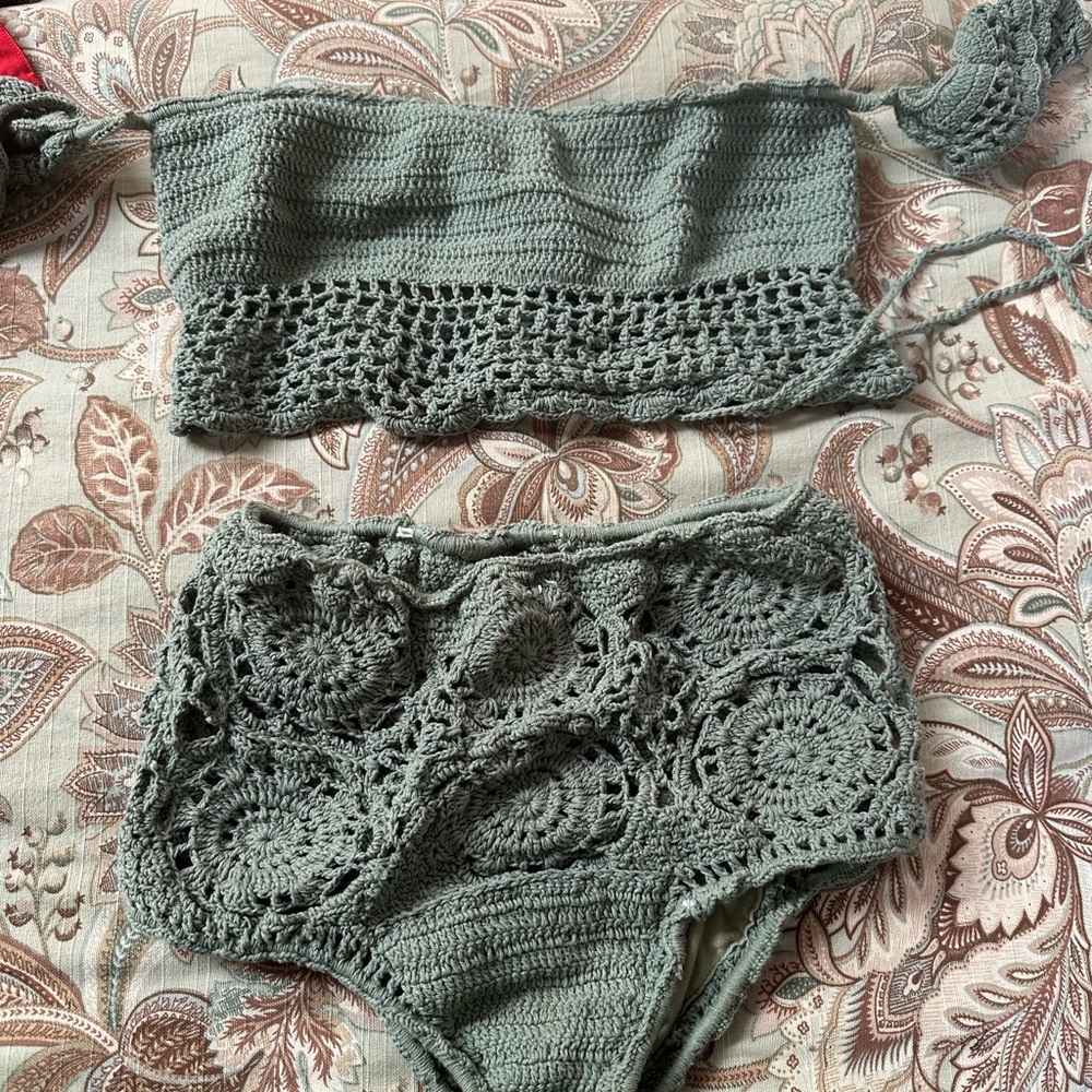 Chic Olive Crochet Bikini Set